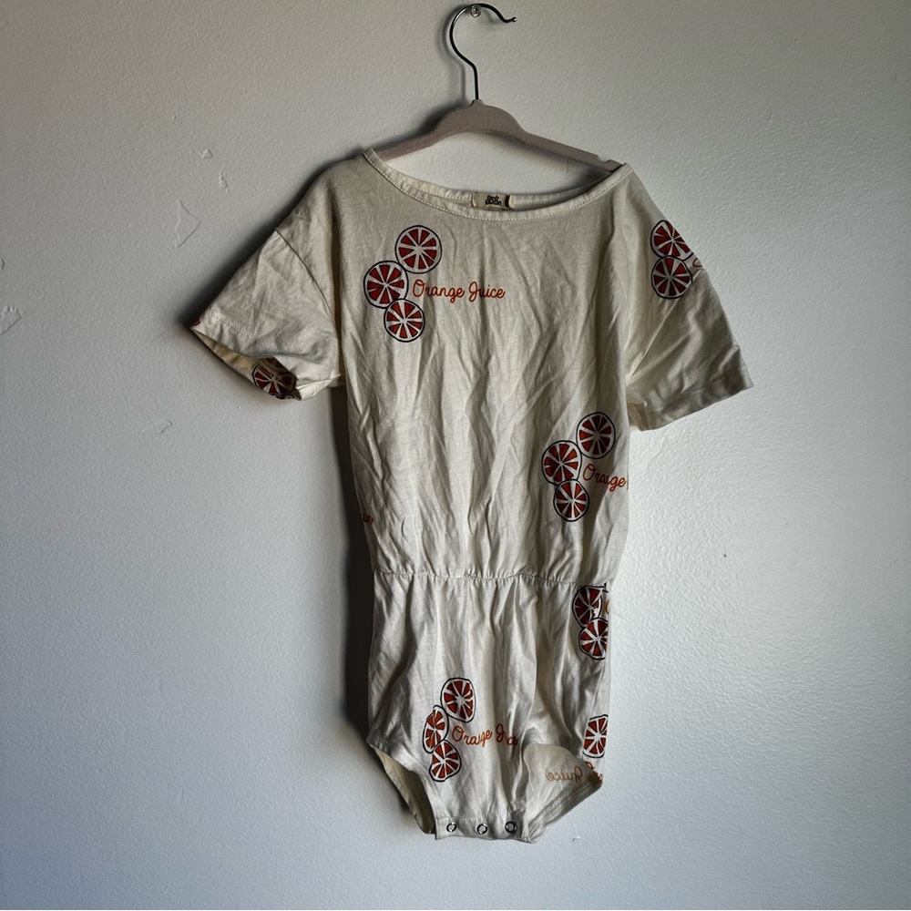 Soft Cotton Cream Onesie with Orange Design